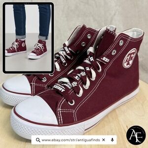Texas A&M Aggies Mens Size 10 Maroon High Top Canvas Sneakers NCAA Fan Gear